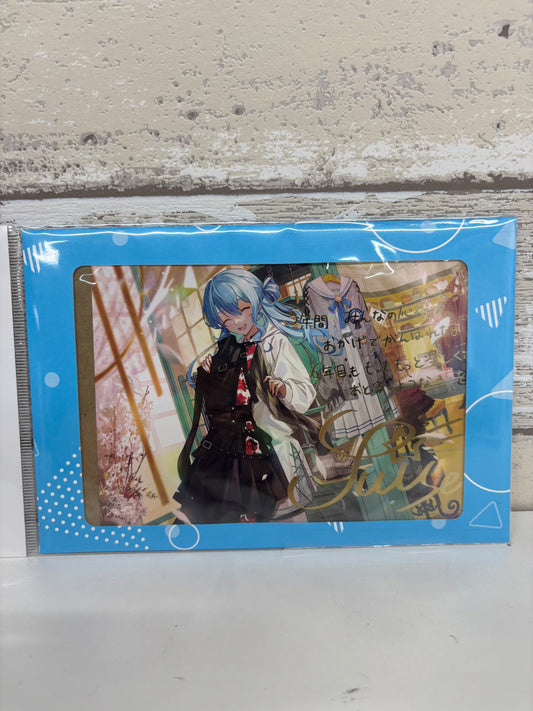 Hoshimachi Suisei Birthday & 5th Anniversary Complete Set Purchase Bonus: Foil-Stamped Autograph & Message Postcard with Original Illustration by Hinatsu.